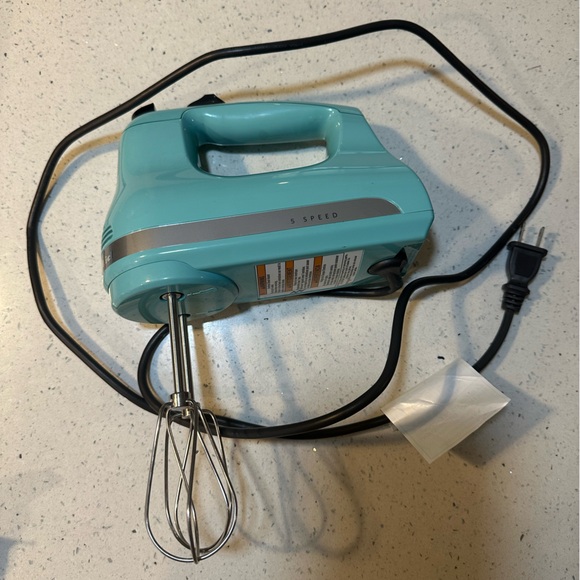 NWOT KitchenAid Power 5-Speed Hand Mixer in aqua - Picture 3 of 10